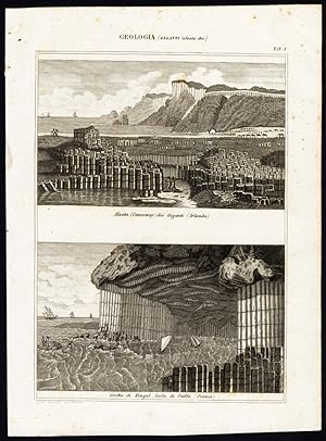 Antique Print-GIANT CAUSEWAY-IRELAND-FINGAL'S CAVE-Nuova Enciclopedia-1866