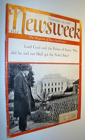 Seller image for Newsweek Magazine, November 29, 1937 for sale by RareNonFiction, IOBA