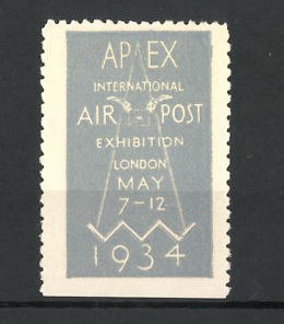 Seller image for Reklamemarke London, Apex International Air-Post Exhibition 1934, Messelogo for sale by Bartko-Reher