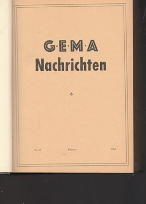Imagen del vendedor de GEMA Nachrichten. Nr.49 - Februar 1961 bis Nr.60 - Juni 1964. a la venta por Ant. Abrechnungs- und Forstservice ISHGW