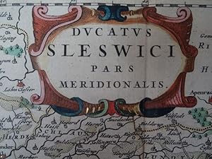 Bild des Verkufers fr Ducatus Sleswici Pars Meridionalis. Kolorierte Kupferstichkarte von Johannes Mejer bei Blaeu, Amsterdam, 1662. 40,5 x 62 cm. zum Verkauf von Antiquariat Daniel Schramm e.K.