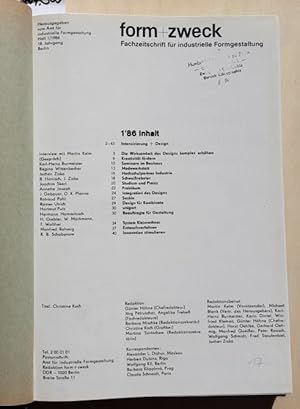 Form + Zweck. - 18. Jg. / 1986 (Hefte 1- 6, kompletter Jg.) - Fachzeitschrift für industrielle Fo...