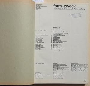 Form + Zweck. - 19. Jg. / 1987 (Hefte 1- 6, kompletter Jg.) - Fachzeitschrift für industrielle Fo...