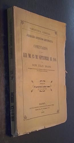 Imagen del vendedor de Comentarios a la Ley de 13 de Septiembre de 1888 a la venta por Librera La Candela