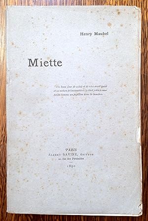 Image du vendeur pour Miette. mis en vente par Librairie L'Abac / Gimmic SRL