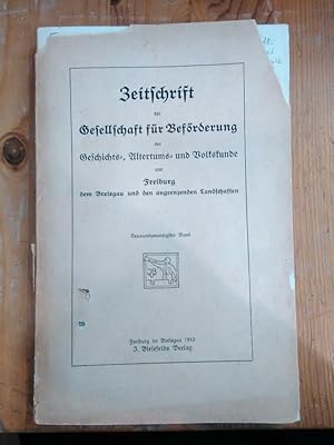 Seller image for Zeitschrift der Gesellschaft fr Befrderung der Geschichts-, Altertums- und Volkskunde von Freiburg, dem Breisgau und den angrenzenden Landschaften. Neunundzwanzigster (29.) Band. for sale by Antiquariat Thomas Nonnenmacher