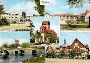 Postkarte Carte Postale 73642477 Hoerby Foervaltningsbyggnaden Kyrkan Gamla bron Lantmannaskolan ...