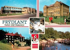 Postkarte Carte Postale 73649966 Frydlant nad Ostravici Einkaufsgeschaeft Touristikhotel Badestelle