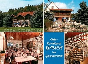 Postkarte Carte Postale 73659893 Grasellenbach Café Konditorei Bauer Gastraum Terrasse Verkaufsth...