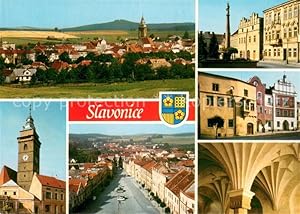 Postkarte Carte Postale 73661132 Slavonice Zlabings Ortsansicht mit Kirche Brunnen Innenstadt Bau...