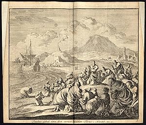 Antique Print-PRAYER-SEA-CITY-PAUL-APOSTLE-BOAT-TIRUS-Pl. 3-Luyken-1740