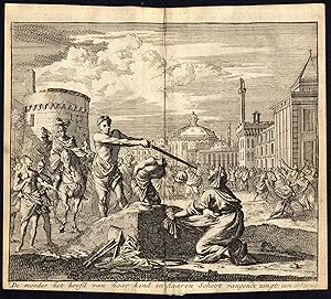 Antique Print-DECAPITATE-BEHEAD-MOTHER-HEAD-PUBLIC EXECUTION-Pl. 5-Luyken-1740