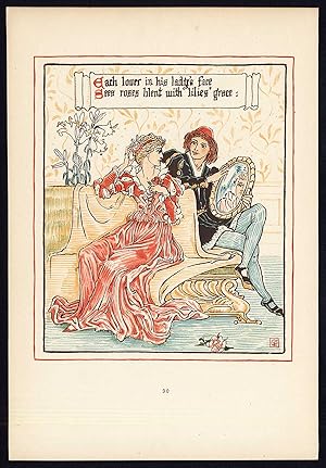 Antique Print-CHILDREN'S STORY-QUEEN SUMMER-ART NOUVEAU-JUGENDSTIL-30-Crane-1891