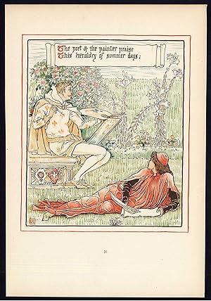 Antique Print-CHILDREN'S STORY-QUEEN SUMMER-ART NOUVEAU-JUGENDSTIL-31-Crane-1891