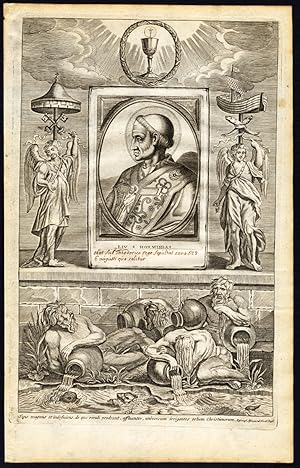 Antique Print-POPE-SAINT-HORMISDAS-PORTRAIT-ANGEL-CHRISTIAN RELICS-Hazart-1678
