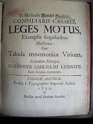 Leges Motus, exemplis singularibus Illustratrae: Cum tabula mnemonica Virium, Secundùm principia ...