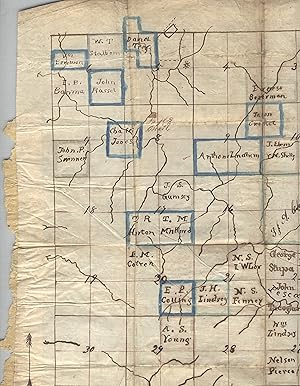 Pen and ink cadastral map of southern San Mateo County showing Township 8 and a bit of Township 7