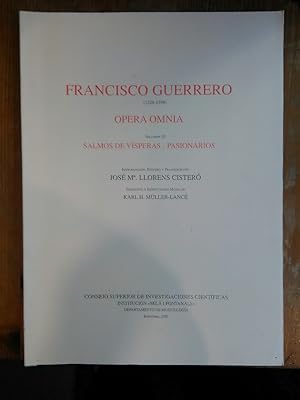 Opera Omnia. Volumen XI: Salmos de Visperas - Pasionarios. Introduccion, Estudio y Transcripcion:...