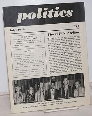 Seller image for Politics: vol. 3, no. 6 (whole no. 29), July 1946 for sale by Bolerium Books Inc.