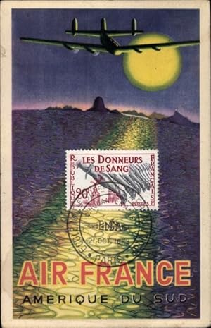 Künstler Ansichtskarte / Postkarte Air France, Amerique du Sud, Passagierflugzeug