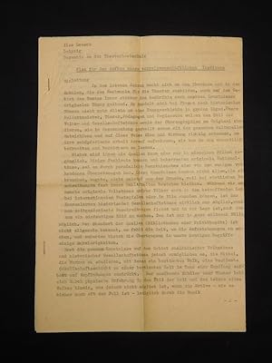 Plan für den Aufbau eines tanzwissenschaftlichen Instituts, Original-Typoskript 1956 [signiert]
