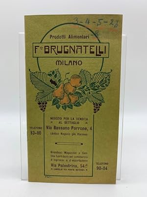 Prodotti alimentari Fedinando Brugnatelli, Milano. Catalogo