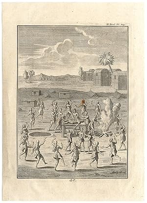 Antique Print-BURIAL CUSTOM-NATIVE AMERICAN-FREEZE-DROWN-Creite-Fiteau-1731