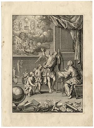 Antique Print-FRONTIS-SCHOLAR-ALLEGORY-COMPARATIVE MYTHOLOGY-Creite-Fiteau-1731