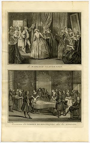 Antique Print-WEDDING-FUNERAL-ENGLAND-Picart-1727