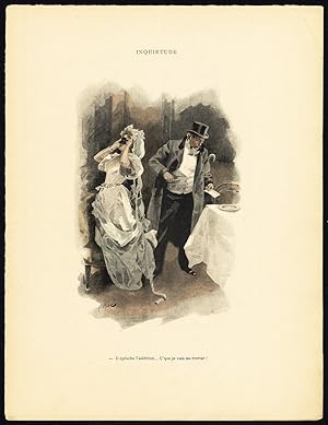 Antique Print-INQUIETUDE-19TH CENTURY COSTUME-ROMANCE-Bac-1890