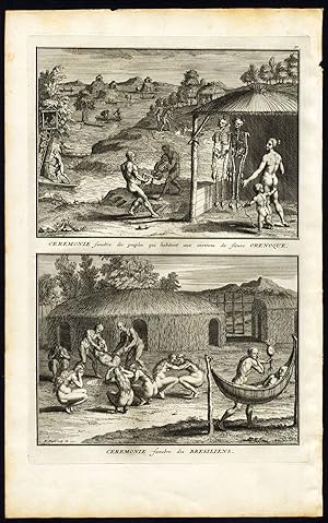 Antique Print-ORINOCO-SOUTH AMERICA-BRAZIL-FUNERAL CEREMONY-SKELETON-Picart-1727
