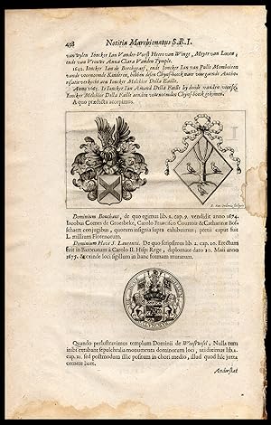 Antique Print-COAT OF ARMS-BOUCHAUT-VAN HOVE-MEDALLION-Le Roy-1678
