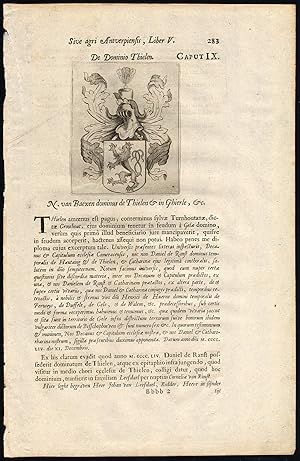 Antique Print-COAT OF ARMS-BAEXEN-THIELEN-TONGERLO-LORD-Le Roy-1678