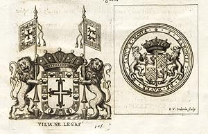 Antique Print-HOVORST CASTLE-MEDALLION-WAVER-COAT OF ARMS-Le Roy-1678