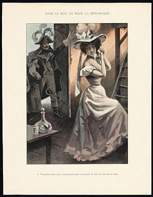 Antique Print-POUR LE ROY ET LA REPUBLIQUE-19TH CENTURY COSTUME-ROMANCE-Bac-1890