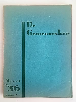 Imagen del vendedor de De Gemeenschap No 3 Maart (March) Volume 12 1936 a la venta por Antiquariaat Paul Nederpel