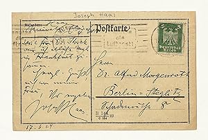 Seller image for Eigenh. Postkarte mit U. for sale by Eberhard Kstler Autographen&Bcher oHG