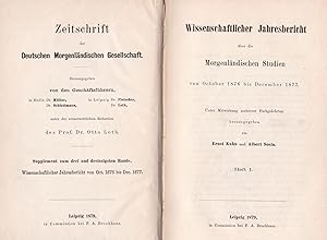 Bild des Verkufers fr Wissenschaftlicher Jahresbericht ber die Morgenlndischen Studien von October 1876 bis December 1877. In einem Buch: Heft I., Heft II und Semiten im Allgemeinen zum Verkauf von Antiquariat Kastanienhof