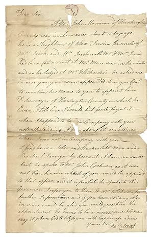 [C.1809-1813 Autograph Letter Signed by Nathaniel Irish to General Andrew Porter, both former Rev...