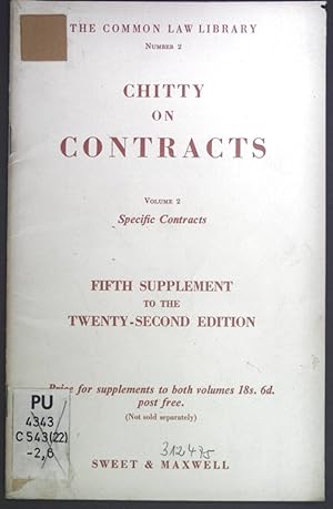 Bild des Verkufers fr Chitty on Contracts Volume 2: Specific Contracts. The common Law Library Number 2. zum Verkauf von books4less (Versandantiquariat Petra Gros GmbH & Co. KG)