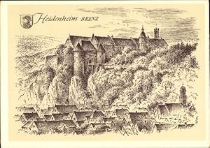 Bild des Verkufers fr Wappen Knstler Ansichtskarte / Postkarte Schfer-Grohe, L., Heidenheim an der Brenz, Panorama mit Schloss zum Verkauf von akpool GmbH