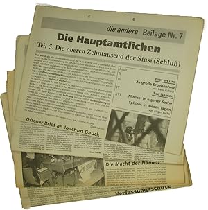Die Andere. Unabhängige Wochenzeitung für Politik, Kultur und Kunst. Beilagen aus Heft 12-16/1991...