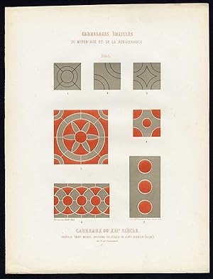 Antique Print-ENAMEL TILES-SAINT MICHEL-CHAPEL-QUENTIN-FRANCE-Ame-Jardeaux-1857