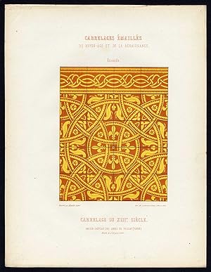 Antique Print-ENAMEL TILES-CASTLE-VEZELAY ABBEY-DESIGN-FRANCE-Ame-Jardeaux-1857