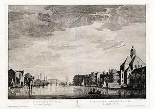 2 Antique Prints-AMSTERDAM-NETHERLANDS-OOSTERKERK-INTERIOR-CHURCH-Fouquet-1783