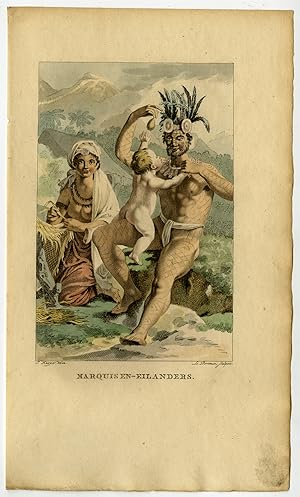 Antique Print-MARQUESAS ISLANDS-POLYNESIA-TATTOO-Stuart-Portman-Kuyper-1802