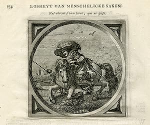 Antique Satire Print-FAILURE-PERFECTION-HORSE-Cats-1655