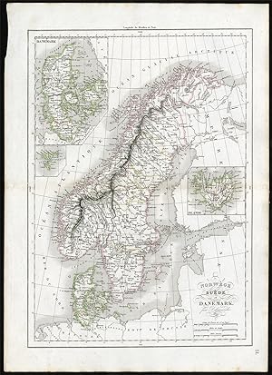 Antique Print-NORWAY-SWEDEN-DENMARK-ICELAND-FAROE-Delamarche-1840