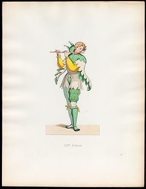 Antique Print-FOOL-JESTER-FLUTE-COSTUME-16TH CENTURY-58-Duplessis-Bonnard-1867