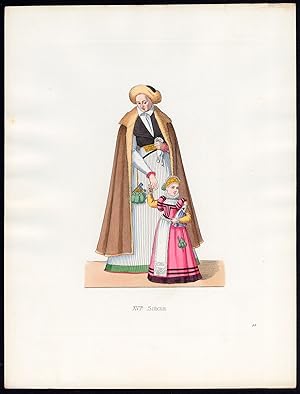 Antique Print-WOMAN-DAUGHTER-SILESIA-COSTUME-16TH C-48-Duplessis-Bonnard-1867